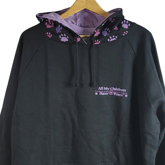 The Animal Rescue Site Pullover Sweatshirt Black 3X Hoodie Long Sleeve Paw Print - Picture 2 of 7